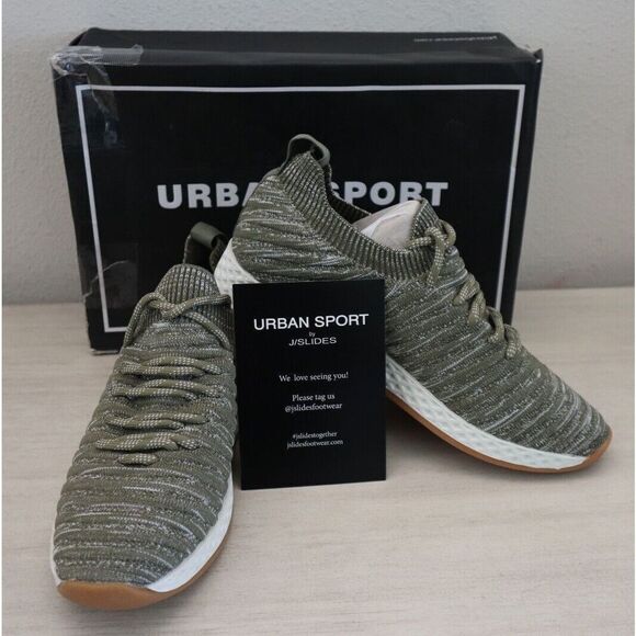 Urban Sport x J/Slides Women's 8.5M Khaki 2-Tone Opy Stretch Knit Sneakers SiB - Picture 1 of 13